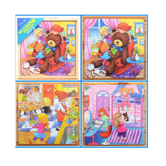 Puzzle 3 in 1 din lemn in cutie cu tematica - Joaca fetitei, WD 9002B