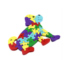 Puzzle 3D din lemn, caine, 26 piese, cu litere si cifre, WD4506-P