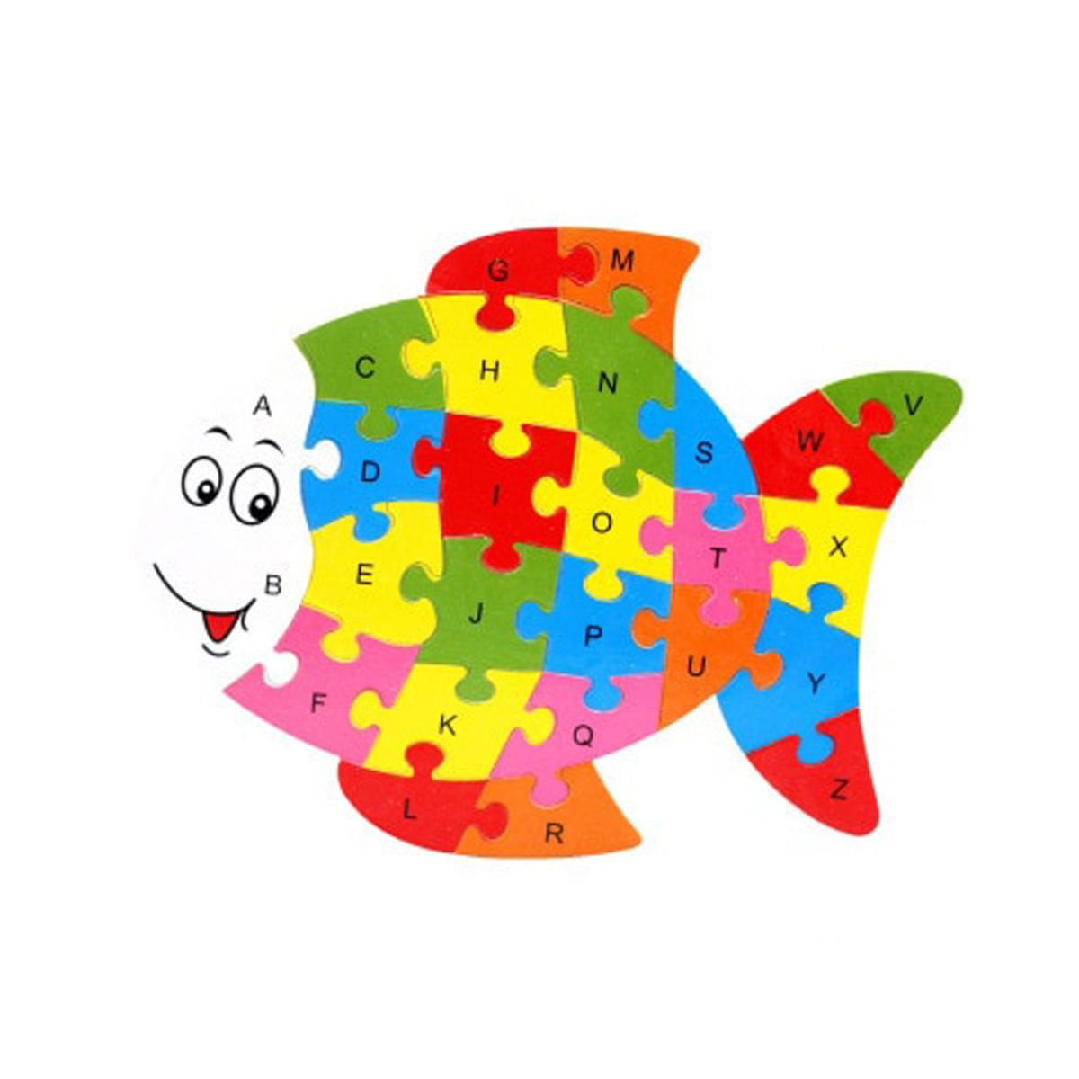 Puzzle 3D din lemn, pestisor, 26 piese, cu litere si cifre, WD 4506-A, 1, hectarul.ro