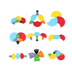 Puzzle 3D Montessori, IQ potrivire cercuri din lemn, 8 piese, WD 2064