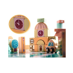 Puzzle cuburi din lemn educativ, masini, 181 buc