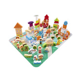 Hectarul - Puzzle cuburi din lemn educativ, oras, 120 buc