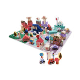 Hectarul - Puzzle cuburi din lemn educativ, oras, 135 buc, 55x42 cm