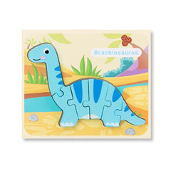 Puzzle din lemn 3D dinozaur Brachiosaurus cu 6 piese, 18x 15 cm, WD 9513-C