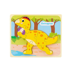 Puzzle din lemn 3D dinozaur Oviraptor cu 7 piese, 18x 15 cm, WD 9513-G