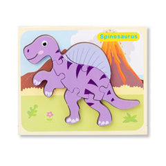 Puzzle din lemn 3D dinozaur Spiosaurus cu 7 piese, 18x 15 cm, WD 9513-H
