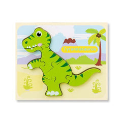Puzzle din lemn 3D dinozaur Tyrannosaurus cu 6 piese, 18x 15 cm, WD 9513-B