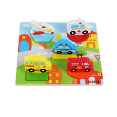 Puzzle din lemn 3D incastru cu vehicule de transport, WD 9534