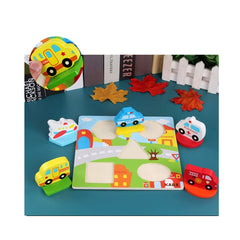 Puzzle din lemn 3D incastru cu vehicule de transport, WD 9534