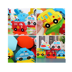 Puzzle din lemn 3D incastru cu vehicule de transport, WD 9534