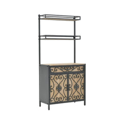 Bufet metalic cu lemn, negru-natural, 84x40x180 cm, INART