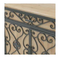 Bufet metalic cu lemn, negru-natural, 84x40x180 cm, INART