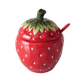 Hectarul - Recipient cu lingurita, din ceramica, 14 cm Strawberry Boltze