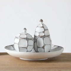 Recipient de depozitare alb din polirasina 19.5 cm Geometry Yazhi
