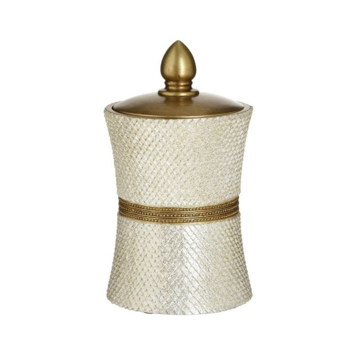 Recipient de depozitare alb sidef/auriu din polirasina 14X14X26 Inart, 1, hectarul.ro