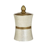 Hectarul - Recipient de depozitare alb sidef/auriu din polirasina 14X14X26 Inart