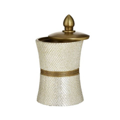 Recipient de depozitare alb sidef/auriu din polirasina 14X14X26 Inart