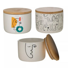 Recipient depozitare alimente din ceramica cu capac Φ10,5Χ8 1