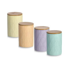 Recipient depozitare alimente mov-lila din ceramica cu capac, 720 ml, Φ10 x 15 cm Leaves Zeller