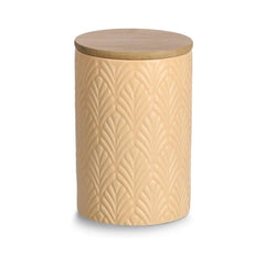 Recipient depozitare alimente portocaliu-piersica din ceramica cu capac, 720 ml, Φ10 x 15 cm Leaves Zeller