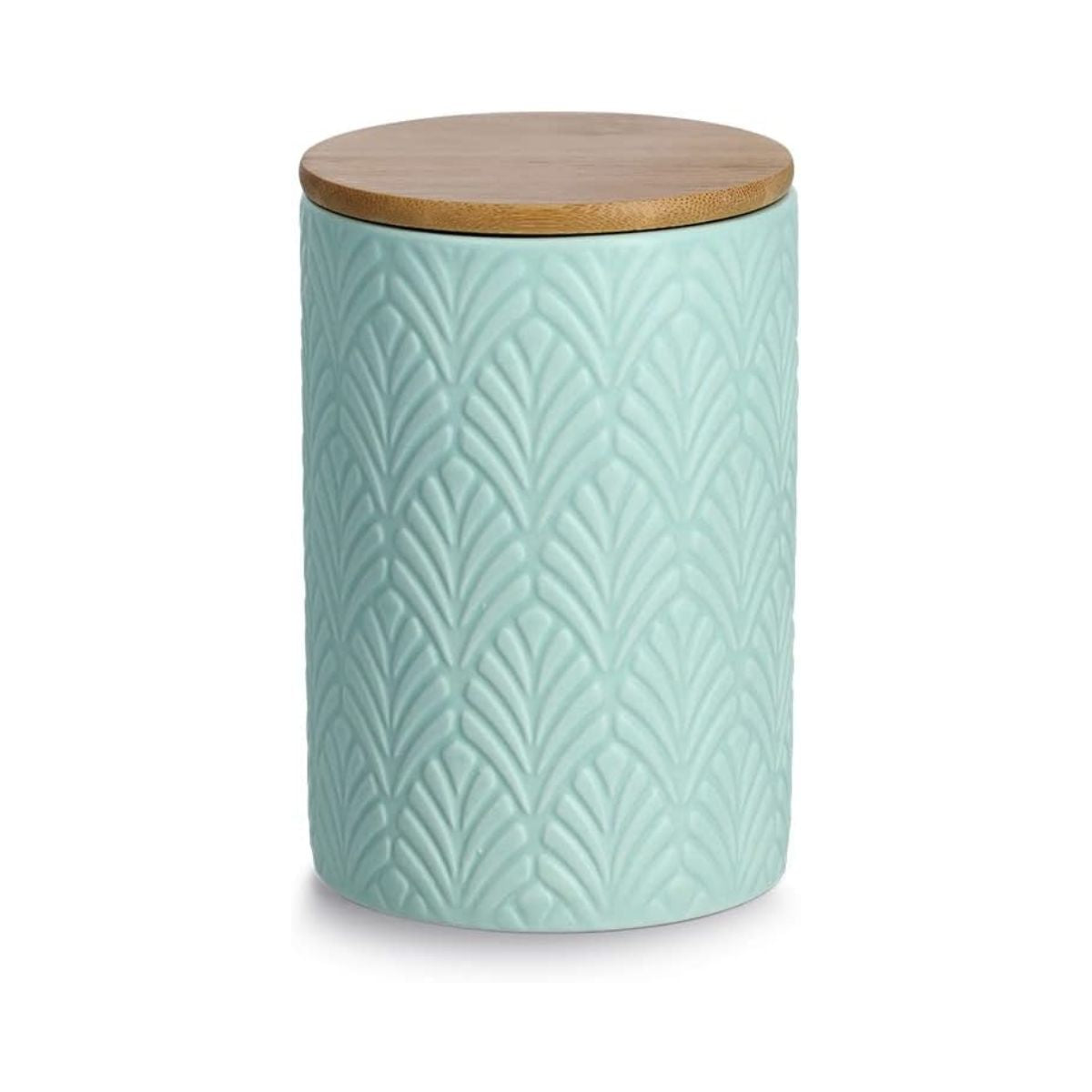 Recipient depozitare alimente verde-menta din ceramica cu capac, 720 ml, Φ10 x 15 cm Leaves Zeller, 1, hectarul.ro