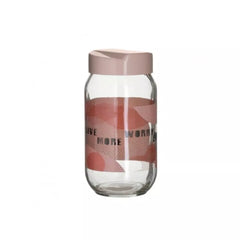 Recipient depozitare din sticla cu capac, 4 modele. roz