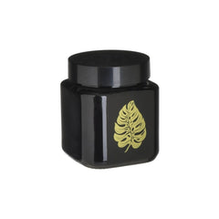 Recipient depozitare din sticla de culoare neagra si capac etans din plastic , 1 l volum, 11 cm diametru, 13 cm inaltime