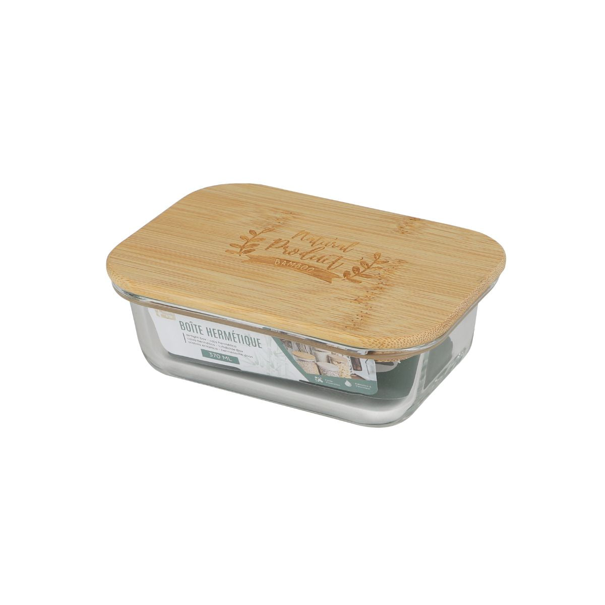 Recipient etans 370 ml cu capac din bambus Bambou & Co, 1, hectarul.ro