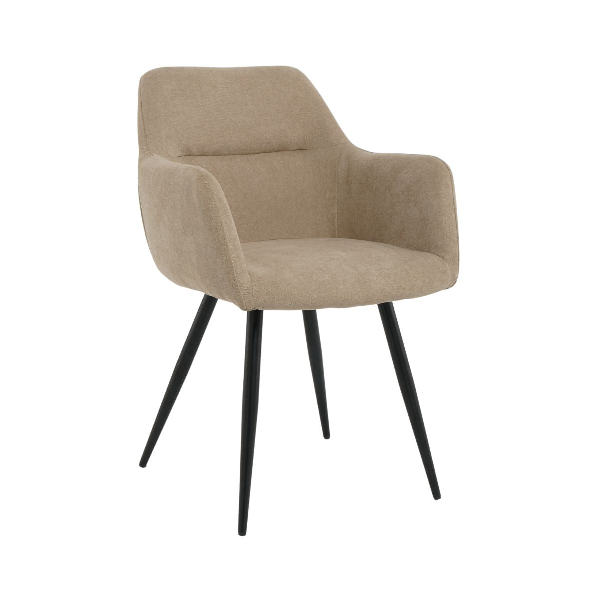 Scaun cu cadru metalic fix living/dining tapisat cu material textil de culoare bej, 1, hectarul.ro