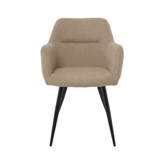 Scaun cu cadru metalic fix living/dining tapisat cu material textil de culoare bej