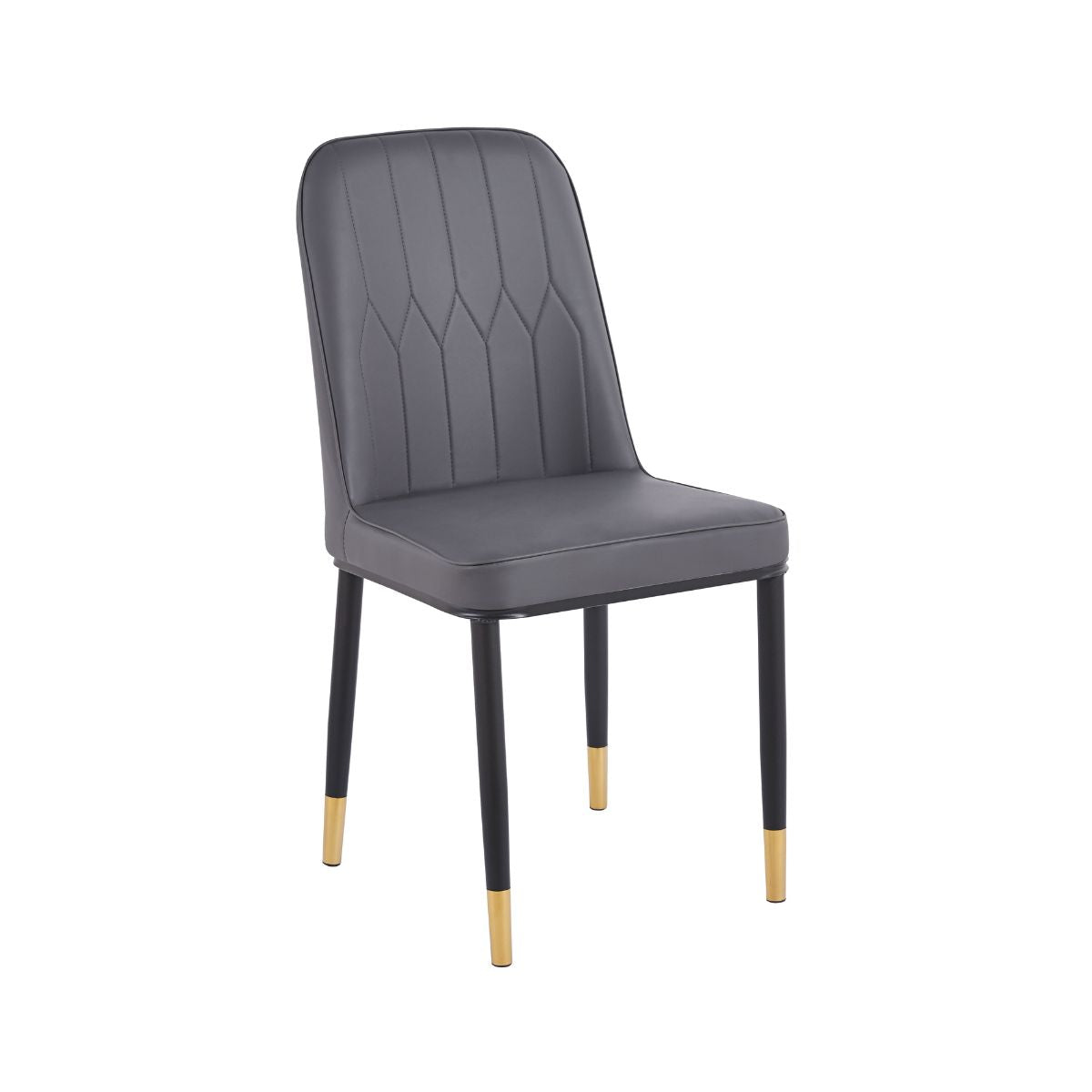 Scaun cu cadru metalic tapitat cu piele artificiala de culoare gri, 1, hectarul.ro