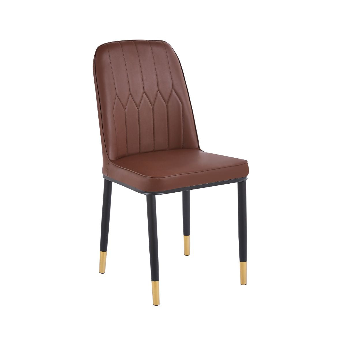 Scaun cu cadru metalic tapitat cu piele artificiala de culoare maro, 1, hectarul.ro