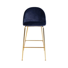 Scaun de bar albastru/auriu din catifea poliester si otel Lausanne House Nordic