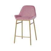 Hectarul - Scaun de bar cu cadru metalic fix si sezut textil din catifea de culoare roz prafuit , 52x49x94.5 cm Y1851