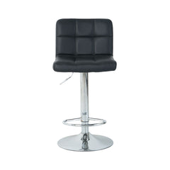 Scaun de bar cu picior metalic reglabil pe inaltime si sezut rotativ din piele artificiala de culoare neagra, 40x40x104 cm A635