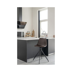 Scaun de bar maro din piele artificiala si otel Monaco House Nordic