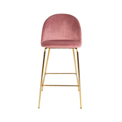 Scaun de bar roz pal/auriu din catifea poliester si otel Lausanne House Nordic