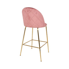 Scaun de bar roz pal/auriu din catifea poliester si otel Lausanne House Nordic