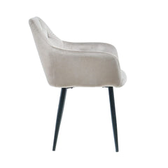 Scaun tip fotoliu living/ dining, taupe, tapiserie catifea, cadru metalic, fix, 62x58x82, Velvet Old