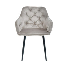 Scaun tip fotoliu living/ dining, taupe, tapiserie catifea, cadru metalic, fix, 62x58x82, Velvet Old