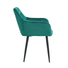 Scaun tip fotoliu living/ dining, verde, tapiserie catifea, cadru metalic, fix, 62x58x82, Velvet Old