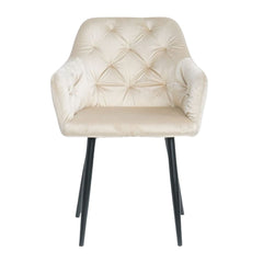 Scaun tip fotoliu living/ dining, bej, tapiserie catifea, cadru metalic, fix, 62x58x82, Velvet Old