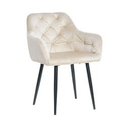 Scaun tip fotoliu living/ dining, bej, tapiserie catifea, cadru metalic, fix, 62x58x82, Velvet Old