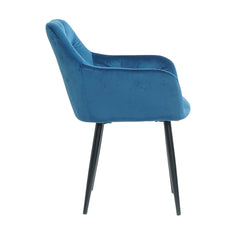 Scaun tip fotoliu living/ dining albastru, tapiserie catifea, cadru metalic, fix, 62x58x82, Velvet Old