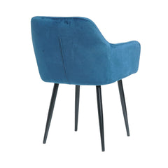 Pachet 3+1 Scaun tip fotoliu living/ dining albastru, tapiserie catifea, cadru metalic, fix, Velvet Old
