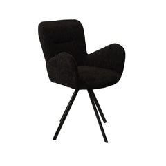 Scaun de dining rotativ, gri, din material textil si cadru metalic Papilio