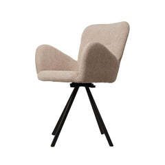 Scaun de dining rotativ, taupe, din material textil si cadru metalic Papilio