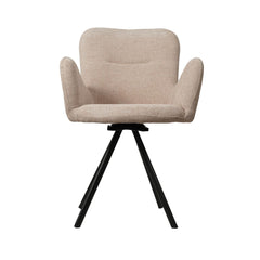 Scaun de dining rotativ, taupe, din material textil si cadru metalic Papilio