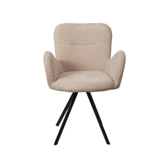 Scaun de dining rotativ, taupe, din material textil si cadru metalic Papilio