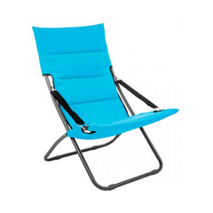 Scaun de terasa/gradina tip sezlong, albastru, din otel si poliester
